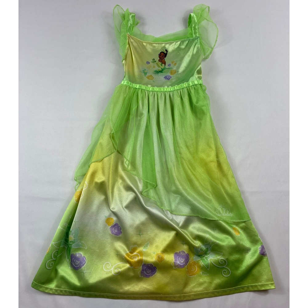 Disney Princess Tiana Nightgown Toddler 4T Green Frog Gown Good Condition Mesh